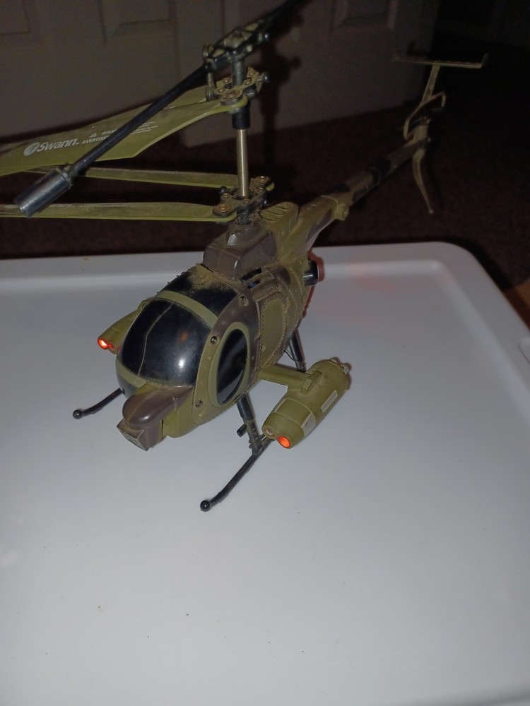 Swann Remote control  military hellicopter. NEEDS REMOTE. Batteries do work.