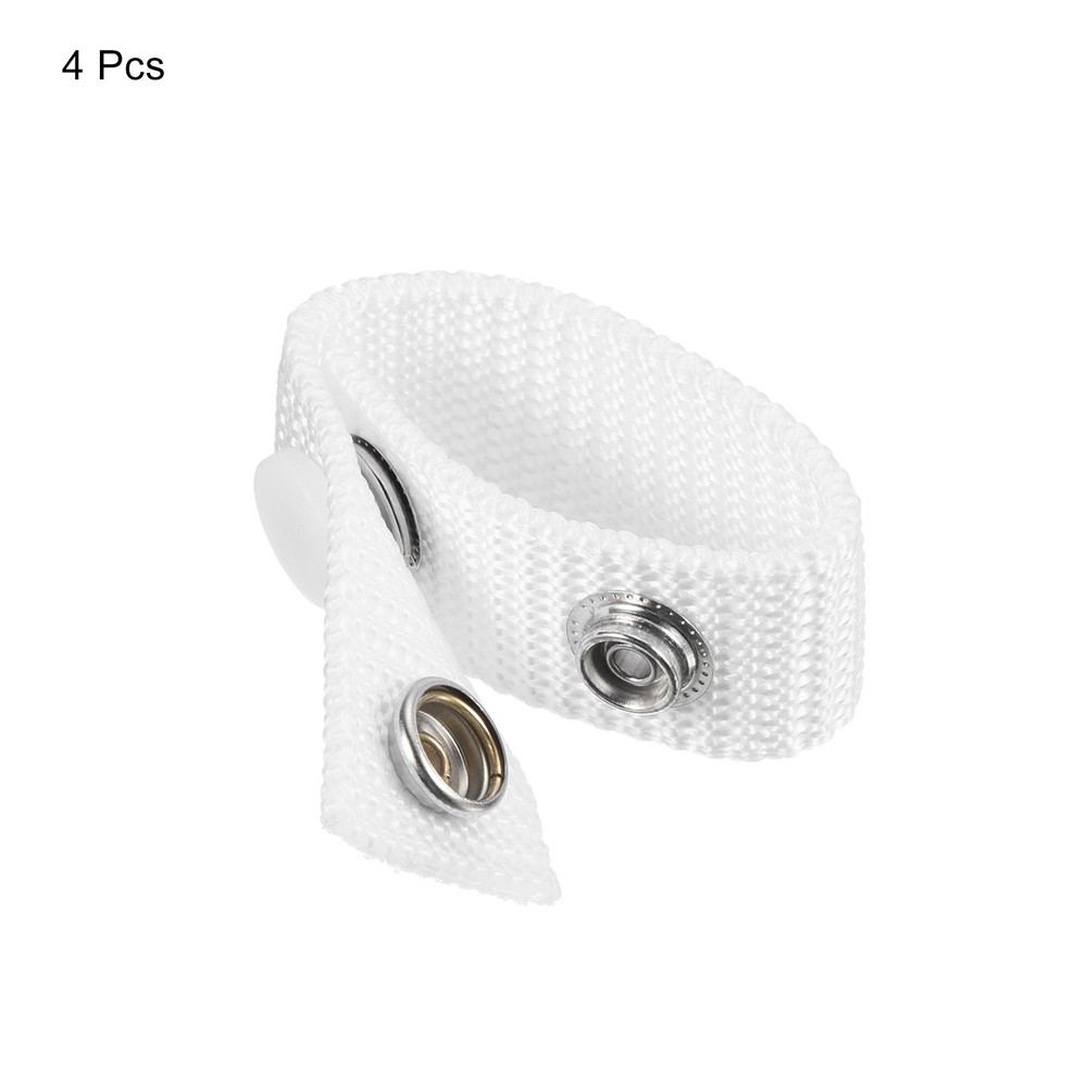 Belt Keeper, 4Pcs Nylon Webbing Loop with Double Snaps Belt, White