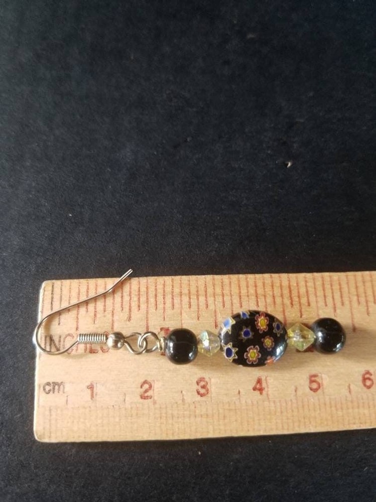 Black Beaded Dangling Earrings