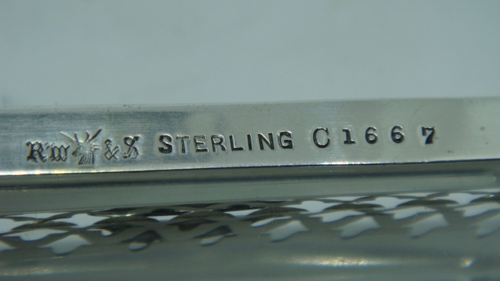 VINTAGE WALLACE & SON RECTANGULAR STERLING SILVER GLASS DISH SERVER 2.84