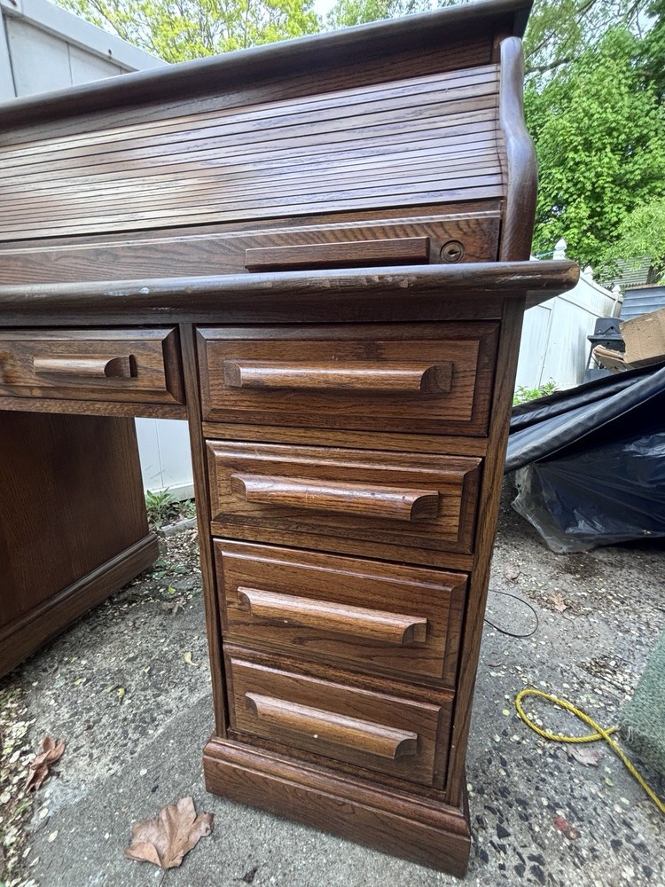 Arts & Crafts Solid Oak Roll Top Desk