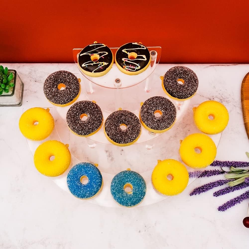 Acrylic Risers Display Stand - 3 Tier Clear Step Display Riser- Half Moon Cup...