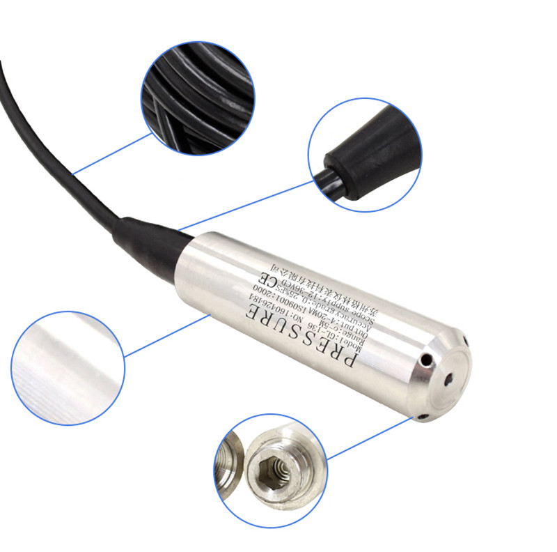 DC24V Throw-in type liquid level sensor transmitter water level detector 4-20mA