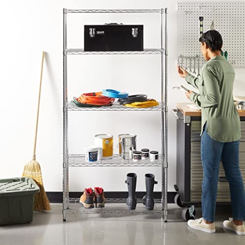 Amazon Basics 5-Shelf Adjustable Heavy Duty Steel Wire Rack, Storage Unit