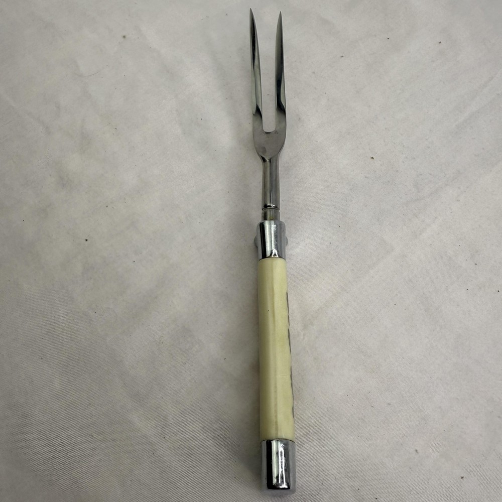 Botanical Oak Leaf Stainless Carving Fork Silver White Handle Japan Kitchen