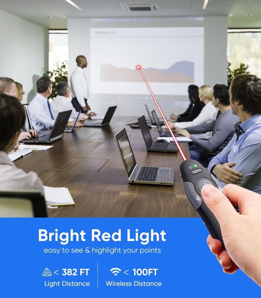 Presenter Clicker for PowerPoint Presentations, USB Wireless PPT Remote Click...