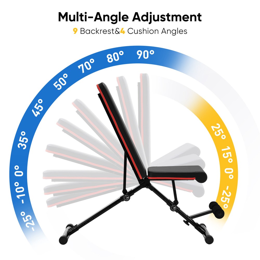 Adjustable Sit Up Weight Bench Foldable Strength Training Flat Incline Decline
