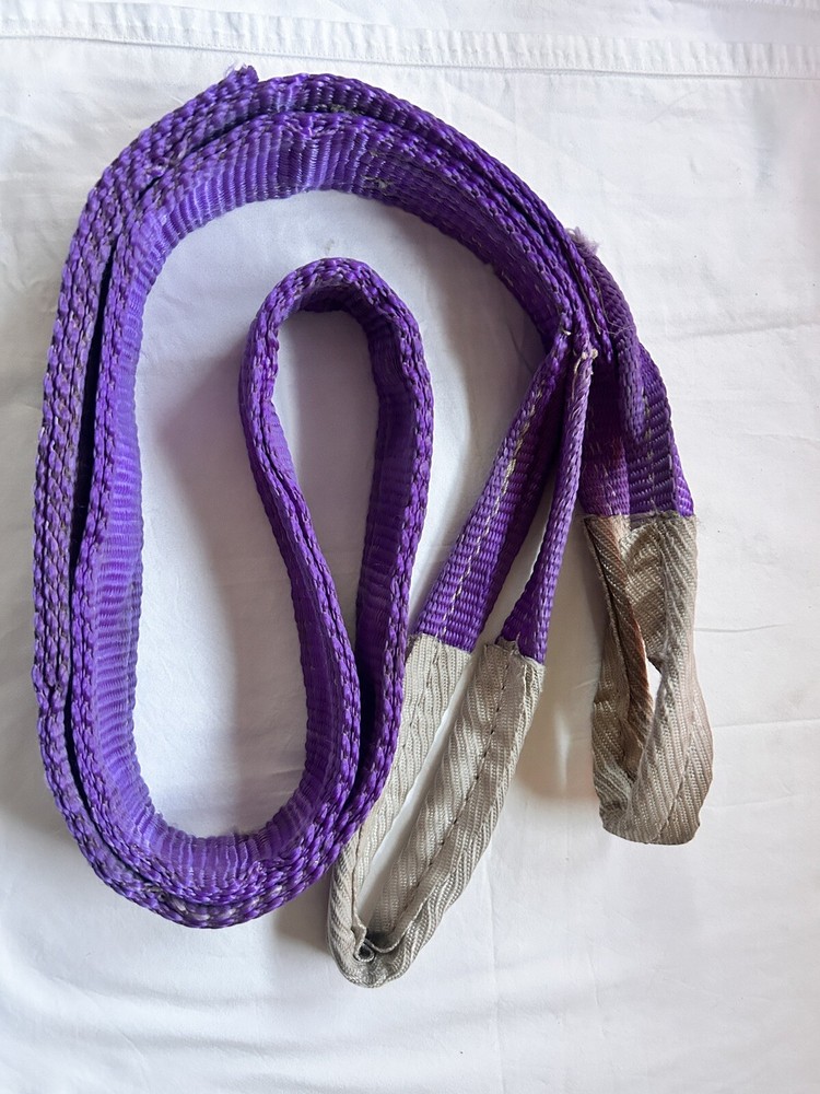 6-1/2 FT 2000 LBS CAPACITY SLING WEB PULL ROPE DOUBLE FLAT LOOP ENDS - Used