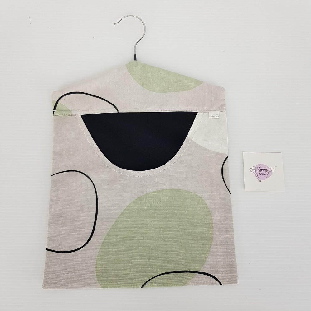 Peg Bag Handmade Light Grey Green Abstract Lined Laundry Clothes Peg Holder
