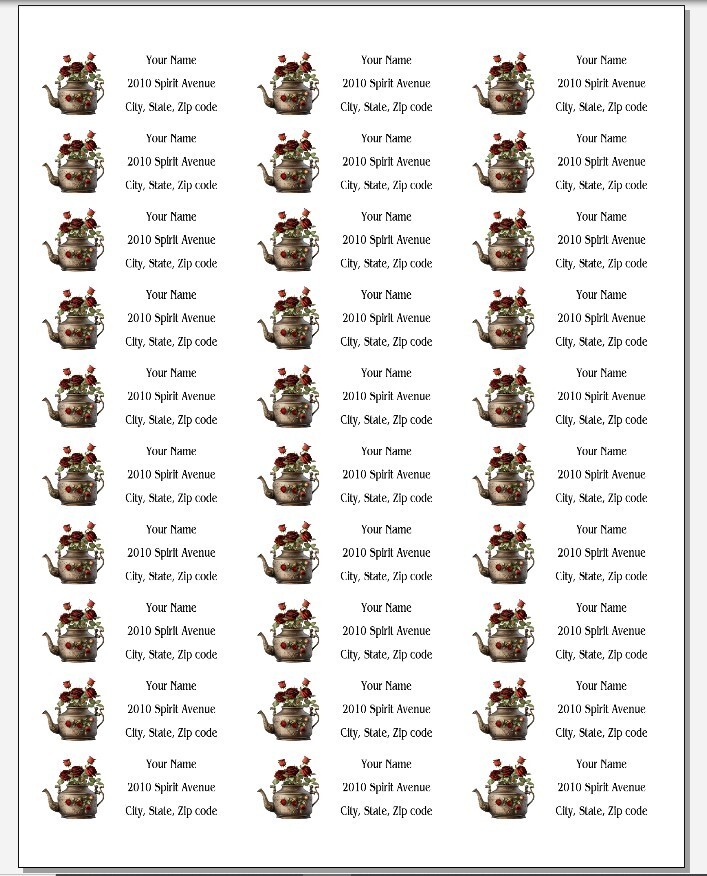 150 Red Roses Kettle Mailing Return Address Labels Personalized
