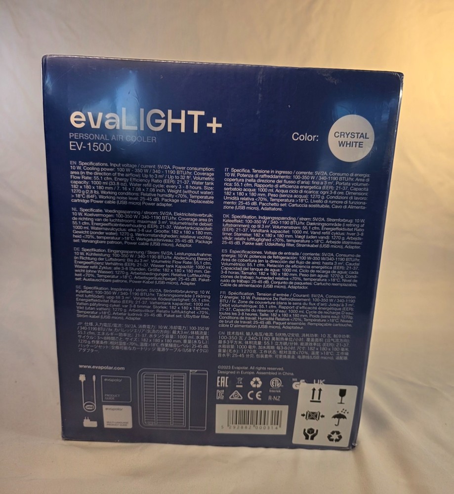Evapolar EvaLIGHT Plus EV-1500 Personal Evaporative Air Cooler NIB