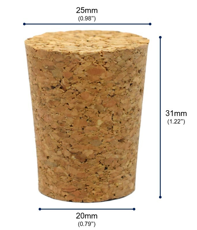 10PK Cork Stoppers, Size #10 - Tapered Shape - Eisco Labs