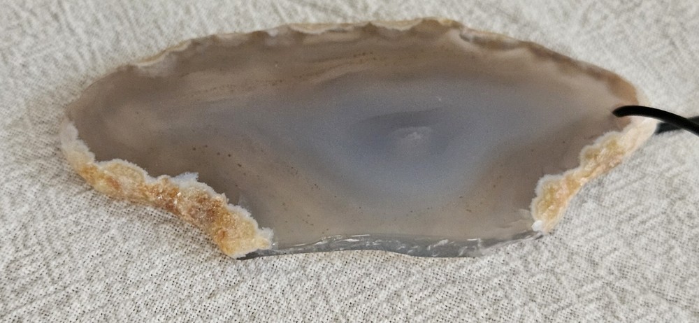 Blue Agate Slice Pendant on Adjustable Cord