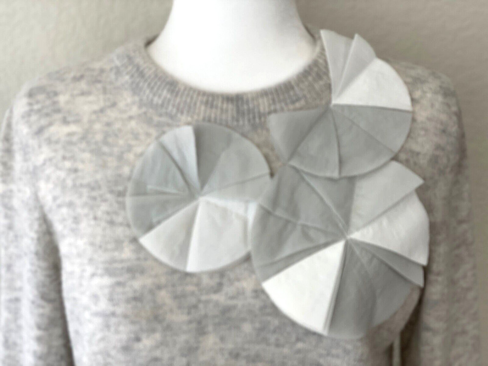 COS Embellished Pullover Sweater Alpaca Wool Blend Wms Sz M Gray/Beige EUC