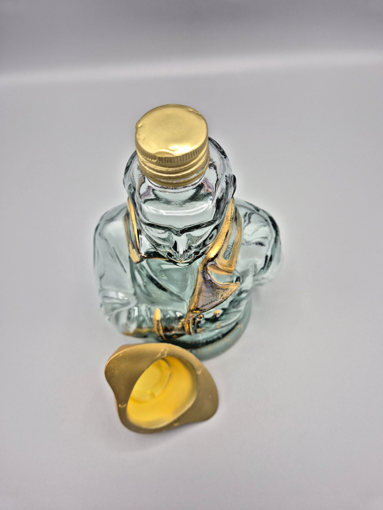 Napoleon Bust 70cl Glass Empty Brandy Bottle, Clear & Gold (JS3)
