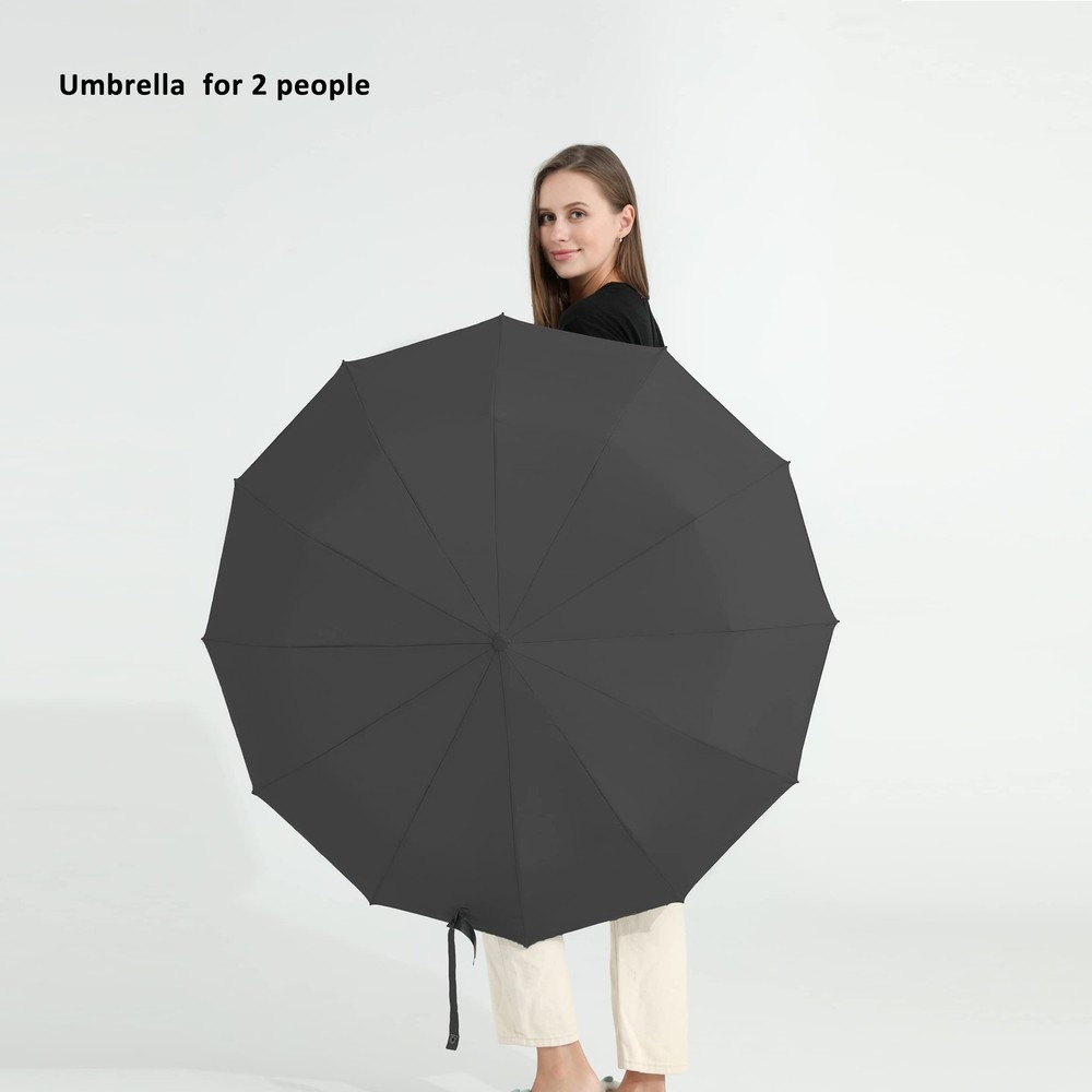 BAODINI Windproof Compact Rain 46 Inch Arc Canopy, Medium Size, Deep Black