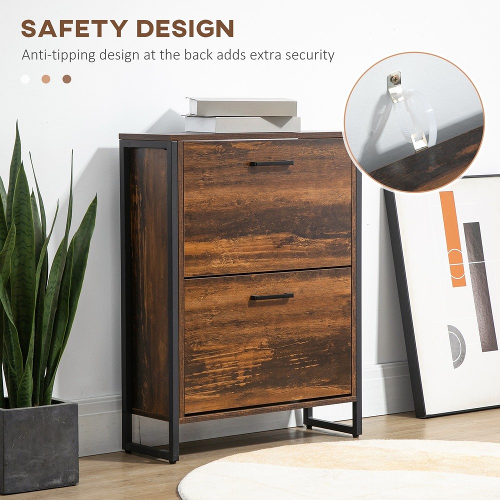 Shoe Storage Cabinet Rustic Brown