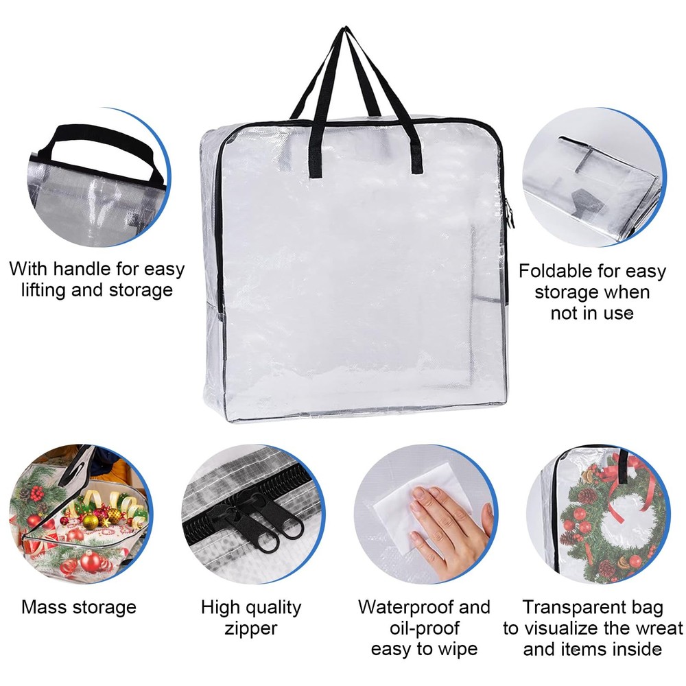 2 Pack 25 inches Wreath Storage Container,Extra Large Transparent Rectangular...