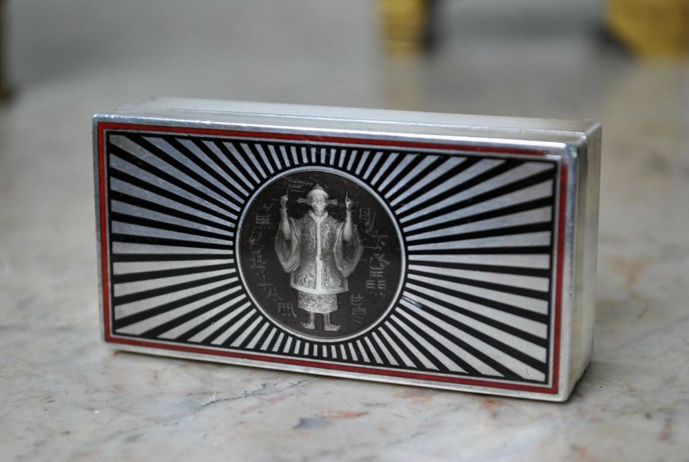 Enameled Silver Box, Chinese Decor, 20th Century