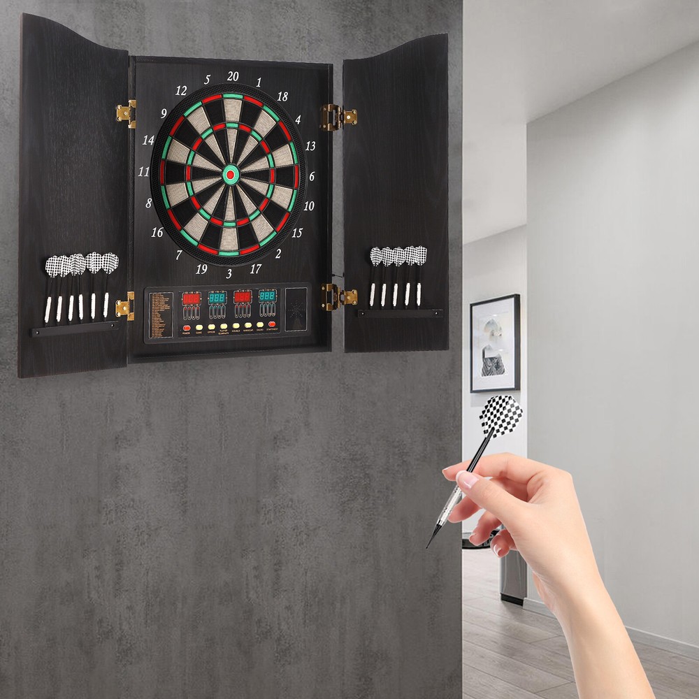 Electronic Dart Machine Wall-mounted Decorative Dartboard Cabinet & 12*Darts