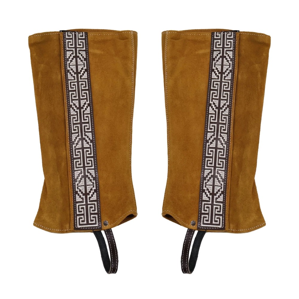 Greca Light Brown Mexican Charras Polainas Half Chaps