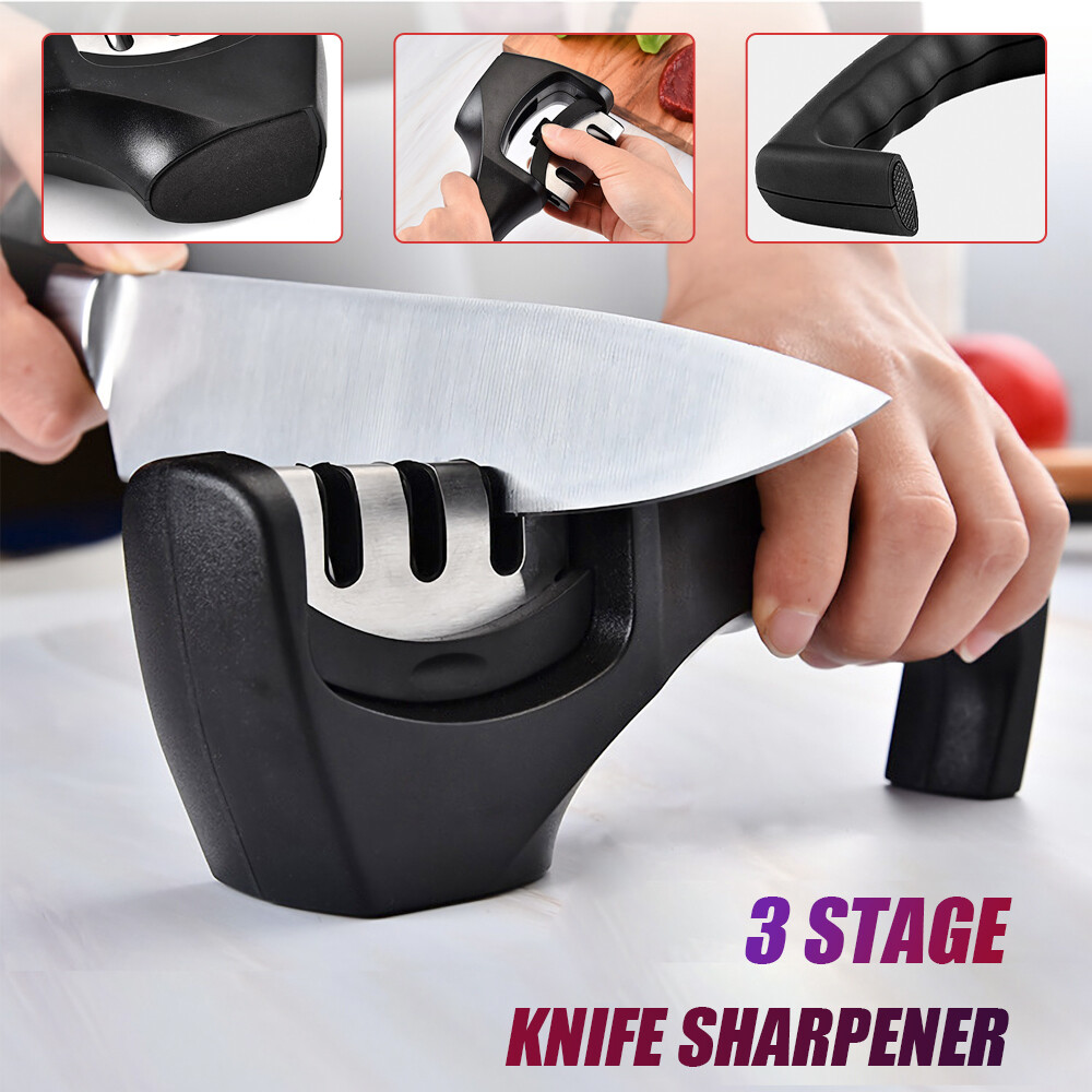 Knife Sharpener Professional Ceramic Tungsten Kitchen Sharpening System 3 Stage