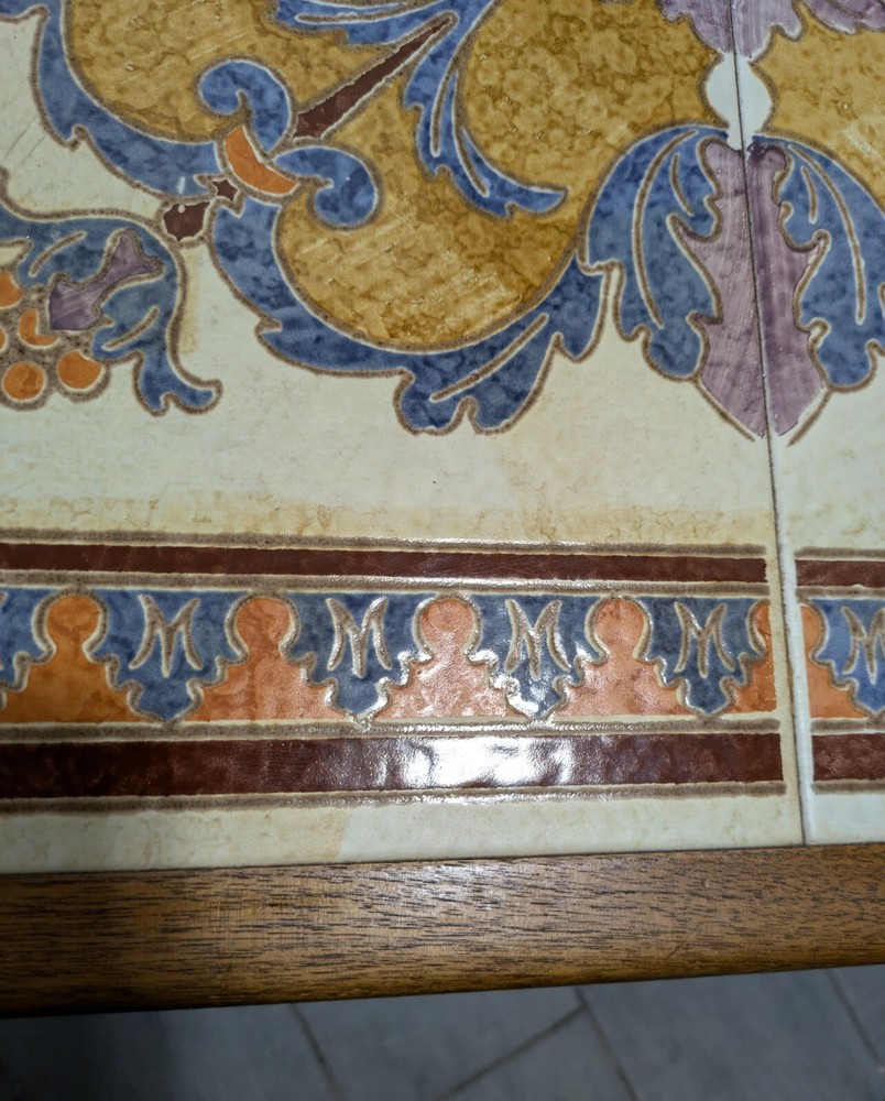 Vintage Mid Century Danish Modern Tile Top Heavy Solid Teak Wood Table