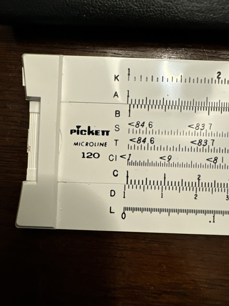 PICKETT Microline 120 Slide Rule 12” w/ Soft Case