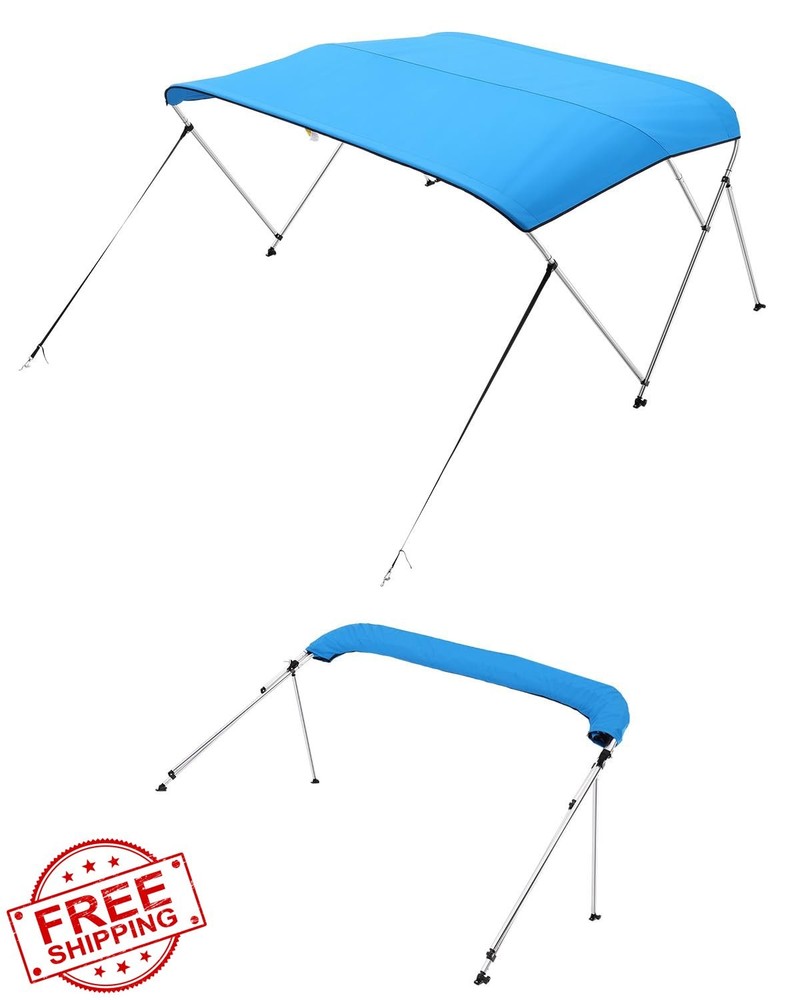 VEVOR 3 Bow Bimini Top 600D Polyester Pacific Blue Canopy