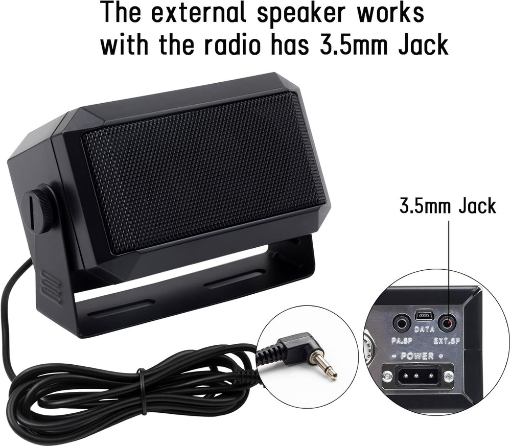 Rectangular External Communications Speaker for Ham Radio or CB & Scanners, 5 Wa
