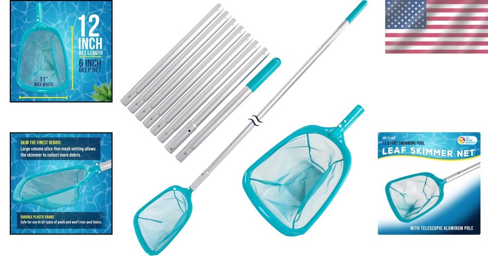 11.5ft Pool Leaf Skimmer Net with Telescopic Pole - Effortless Cleaning Solution