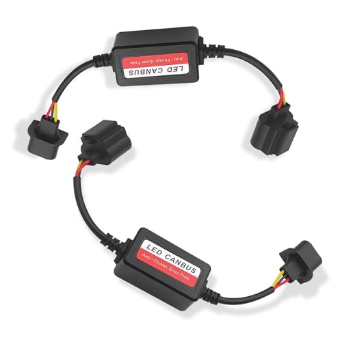 2PCS Car LED Light Decoder, H13/9008 Car LED Bulb Anti Flicker Harness, Plug &