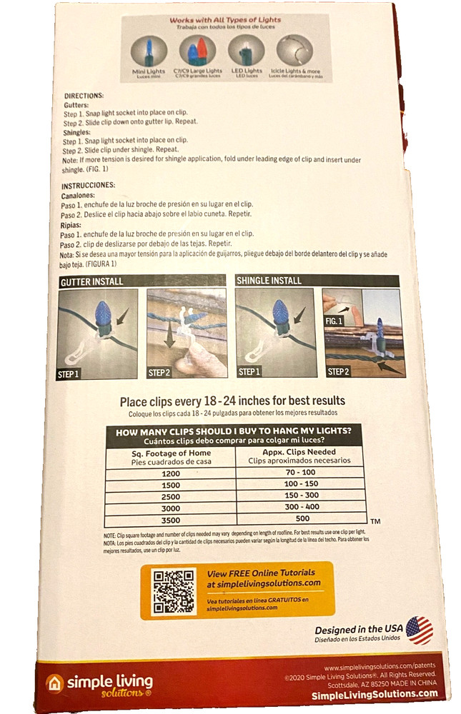 Simple Living Solutions Universal Light Clips 100 Clips
