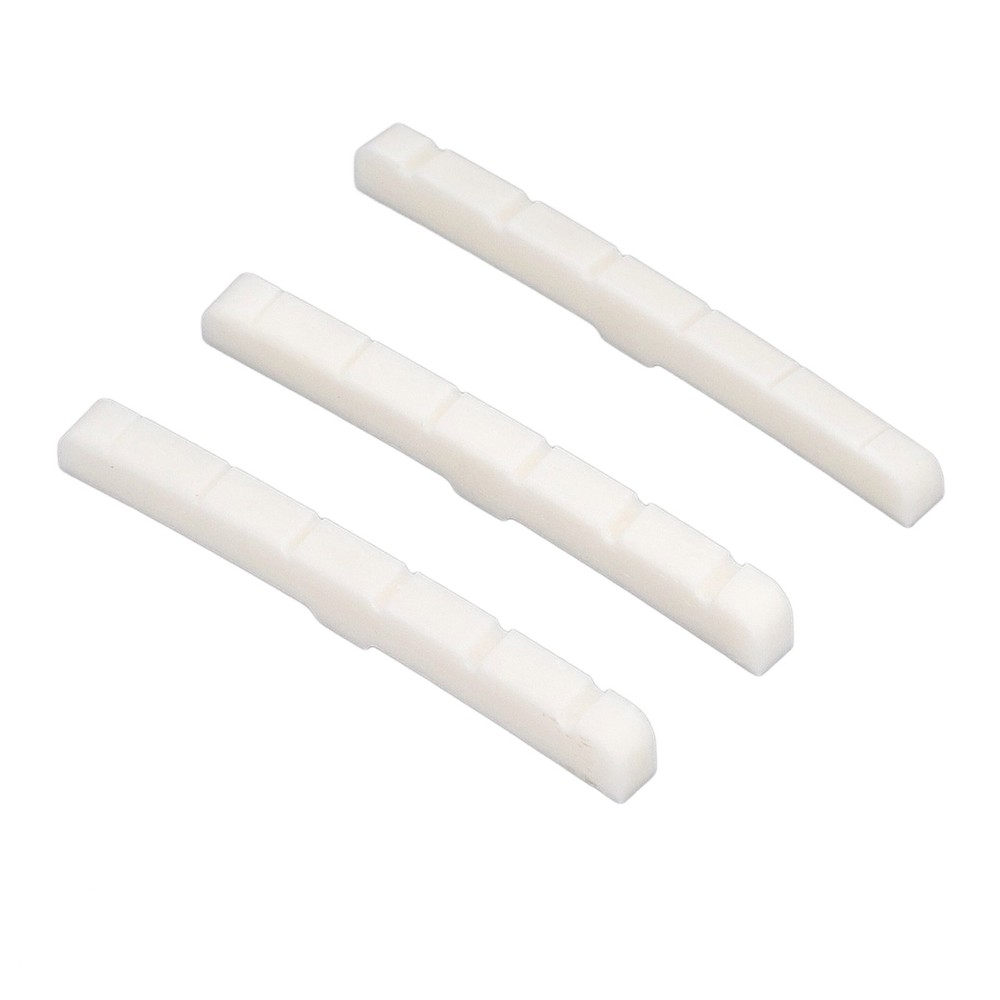 3Pcs 6 String Guitar Nut Flat Bottom Slotted Bone Guitar Nut Replacement For