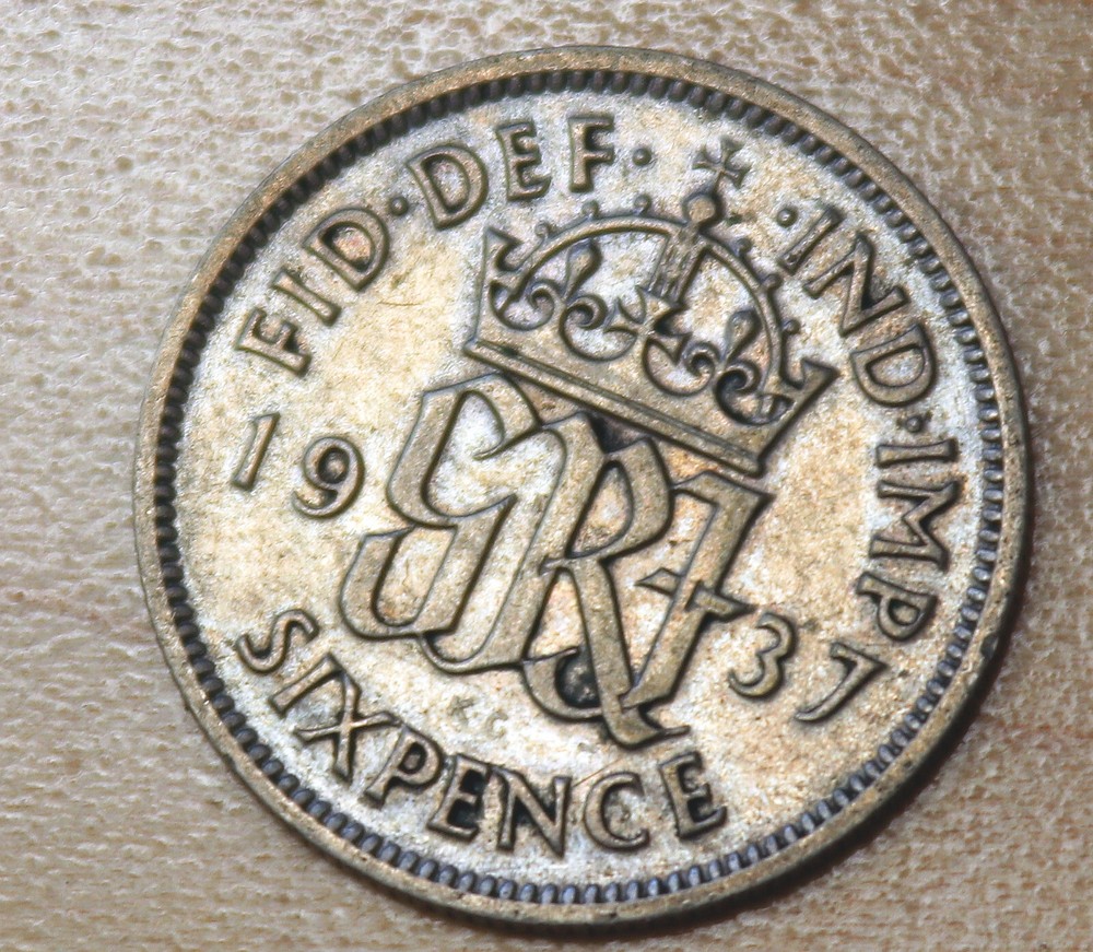 1937 Great Britain 6 Pence Silver