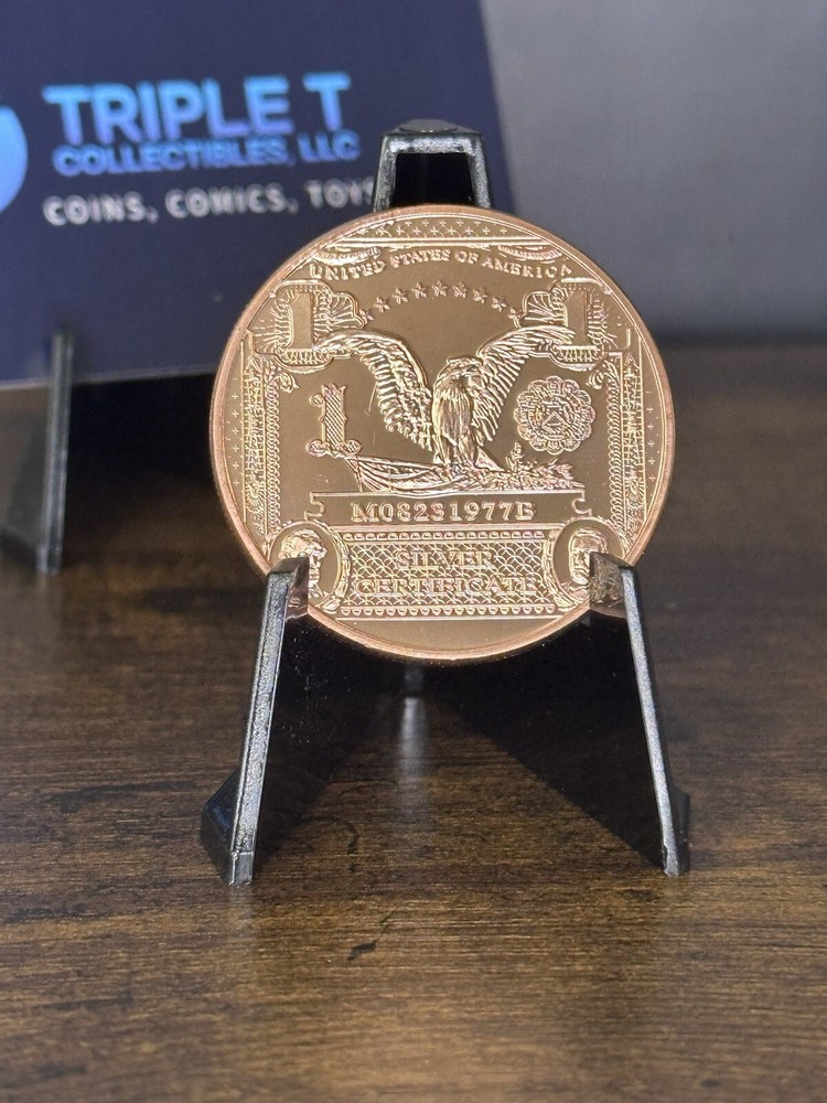 1 oz AVDP 0.999 Fine Copper Round - $1 Black Eagle Note