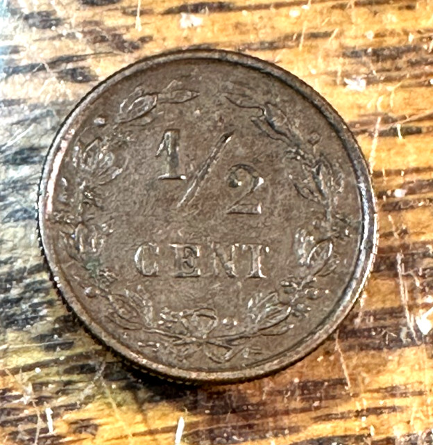 1891 Netherlands Half Cent Nice Original XF KM-109 CHRC