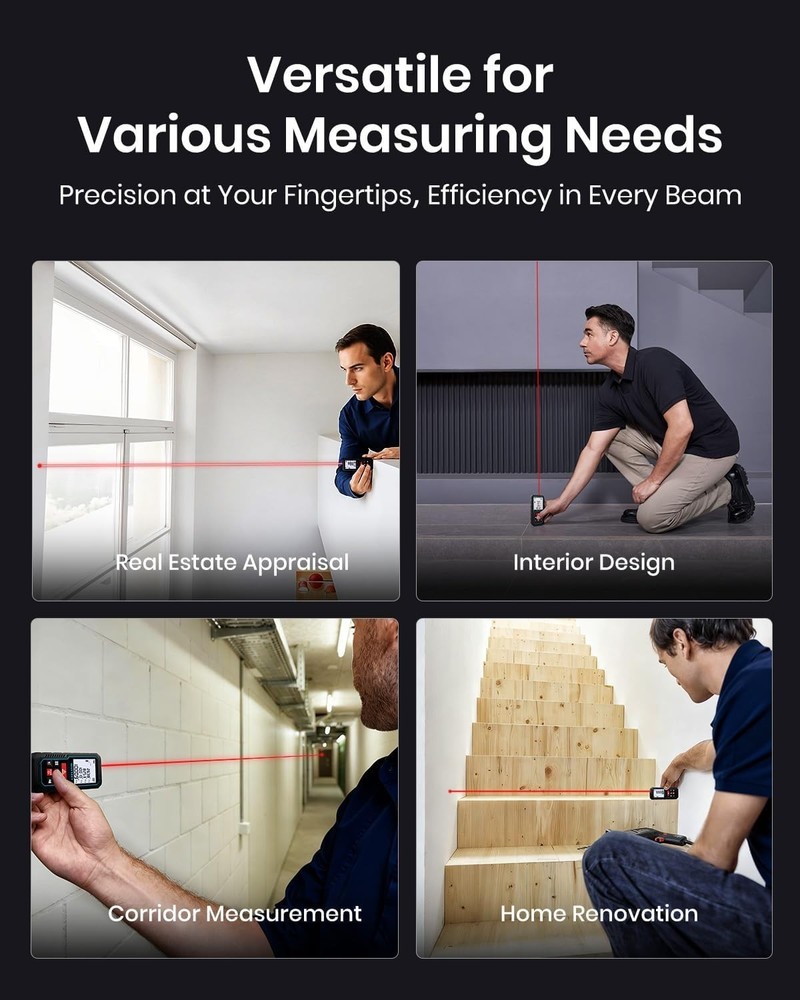 Compact 229ft Laser Measure Device with Angle Sensor & Energy-Saving Features