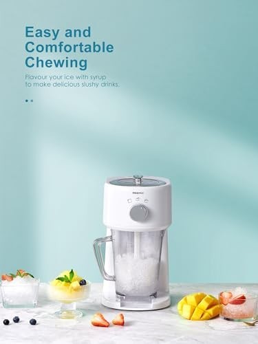 Electric Shaved Ice Machine Portable Ice Crusher Adjustable White Large Hopper