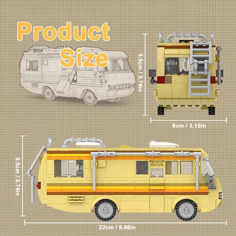 MOC Breaking Bad RV Model Camper Van Blocks Set (360 Pcs)