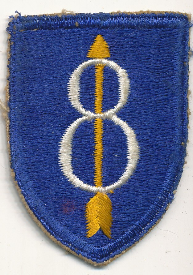 8th Infantry Division patch flat top variation real WWII make