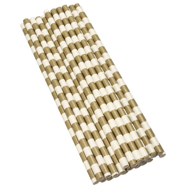 Dark Gold and White Stripes Cake Pop Straws | Bakell®