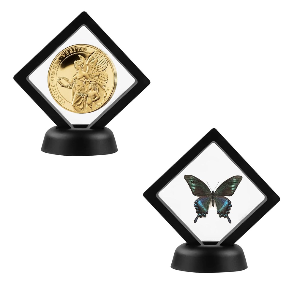 4 Pcs 3D Floating Display Case Challenge Coin Display Frame Stand Holder