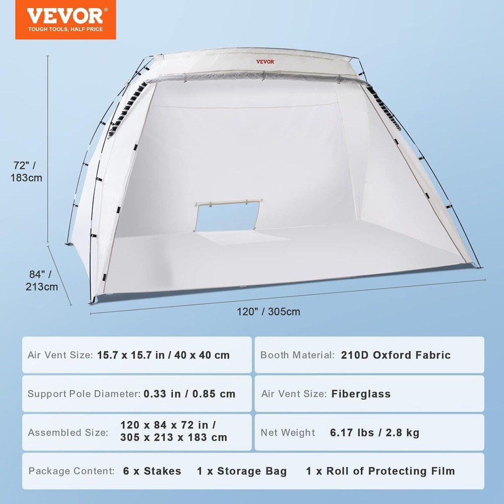 Extra Large Spray Paint Shelter – Quick Setup & Windproof Hooks for Crafts