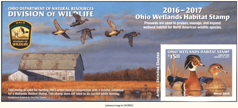D2K Ohio Duck Stamp 2016 $15.00 minisheet