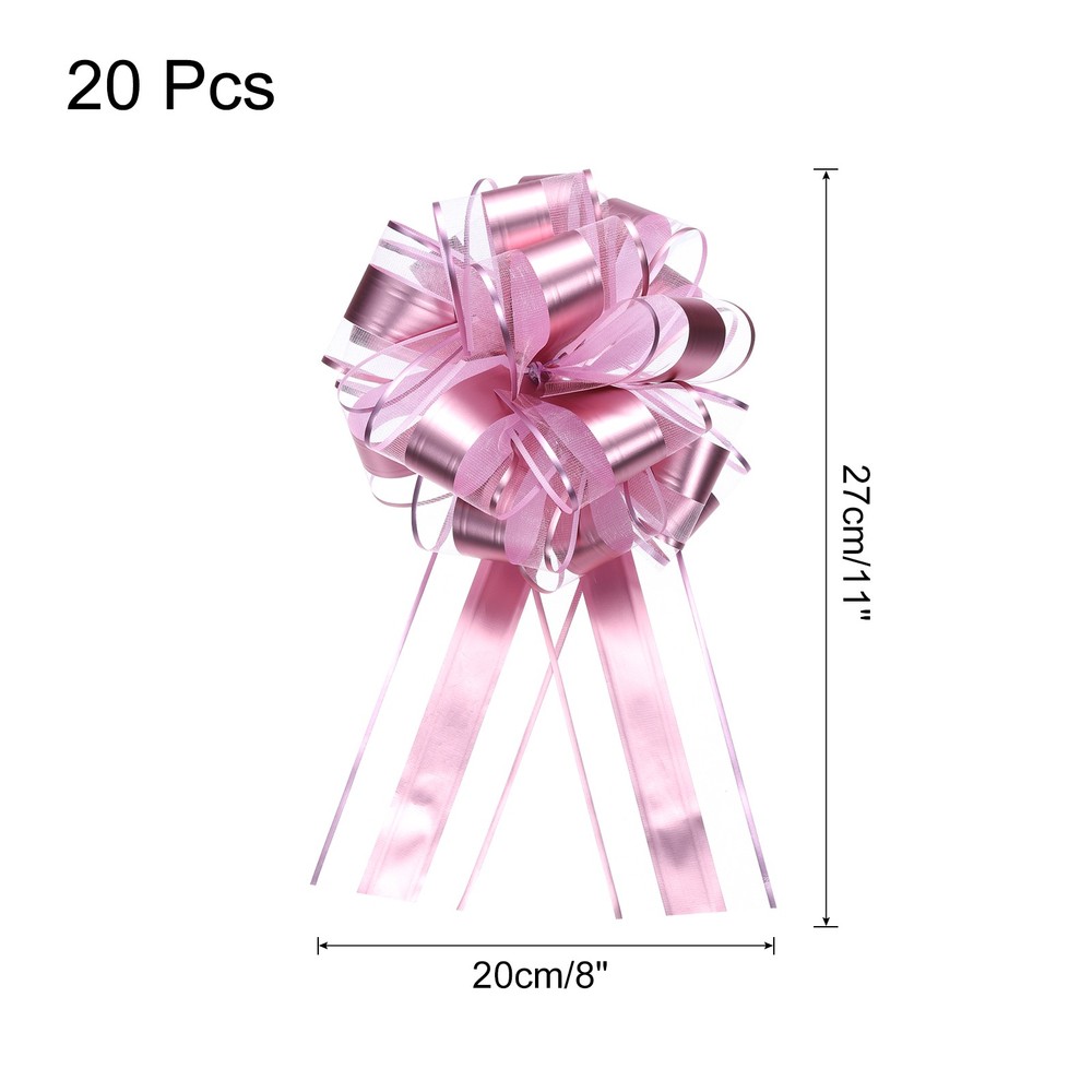 20 Pack 11" Large Pull Bow Metallic Gift Wrapping Bows Ribbon Pink