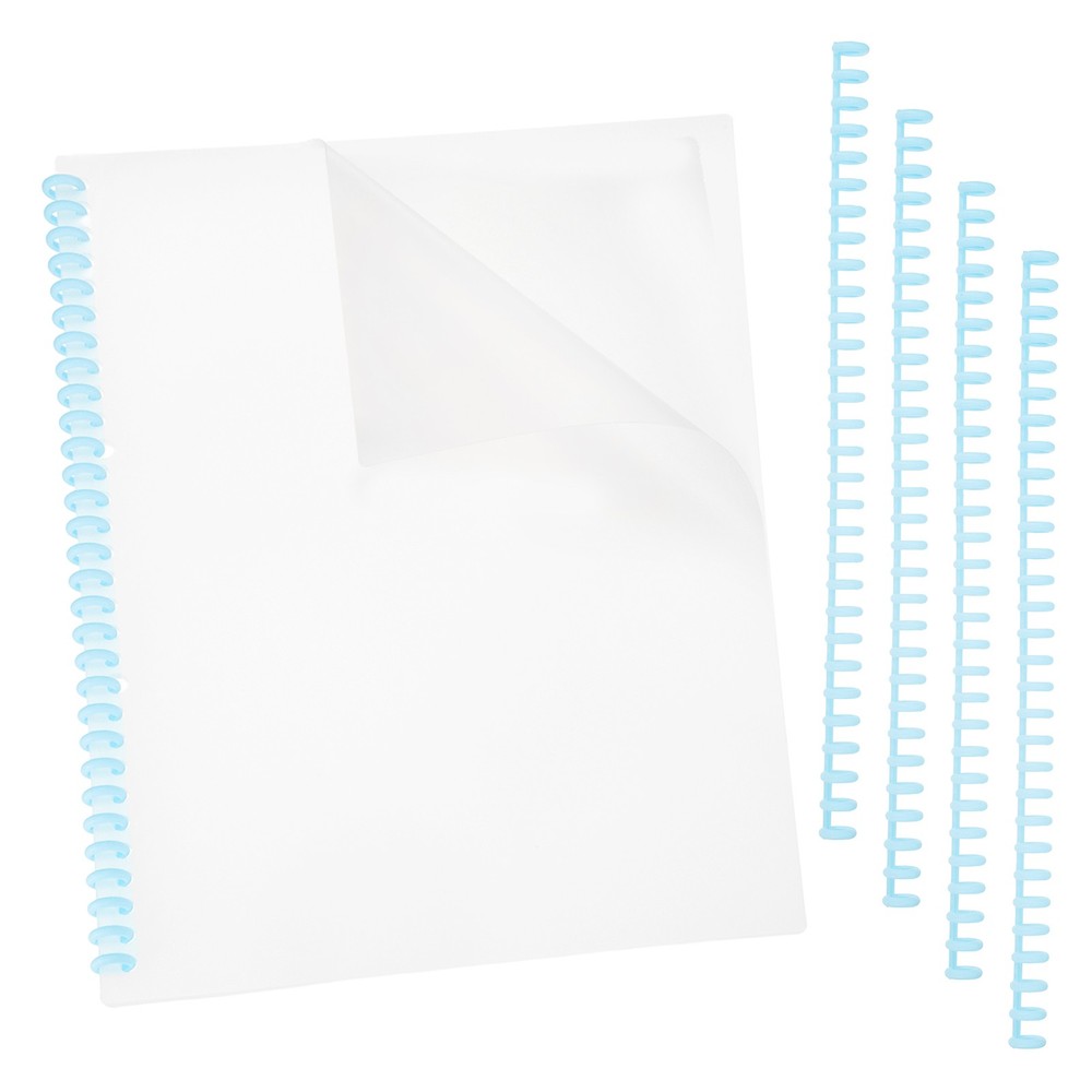 10Pcs Clear Presentation Binding Covers with 5Pcs 8.5mm Combs Kit, Sky Blue