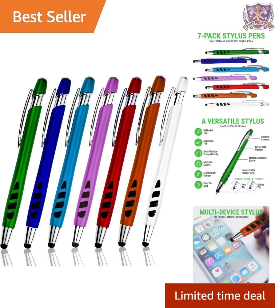 Stylus Pen Set Rubber 7 Pack Sensitive Tip Multi-Use for Tablets, Phones, Wri...