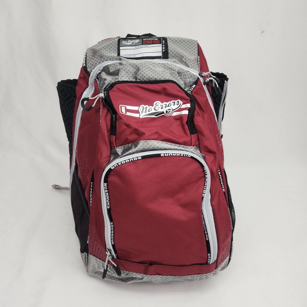 Baseball Softball Coaching Backpack Bat Bag "No Errors" RED New w/ Tags *Read