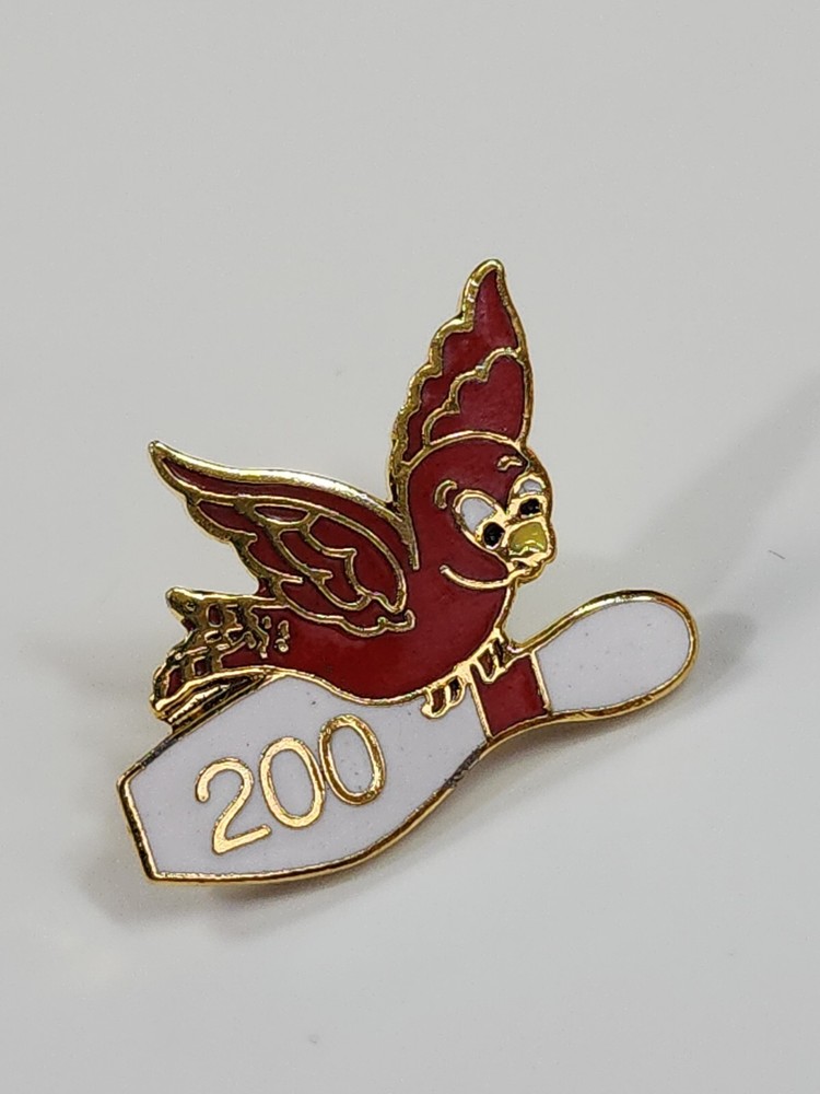 Red Bird & Bowling Pin 200 Score Lapel Pin *